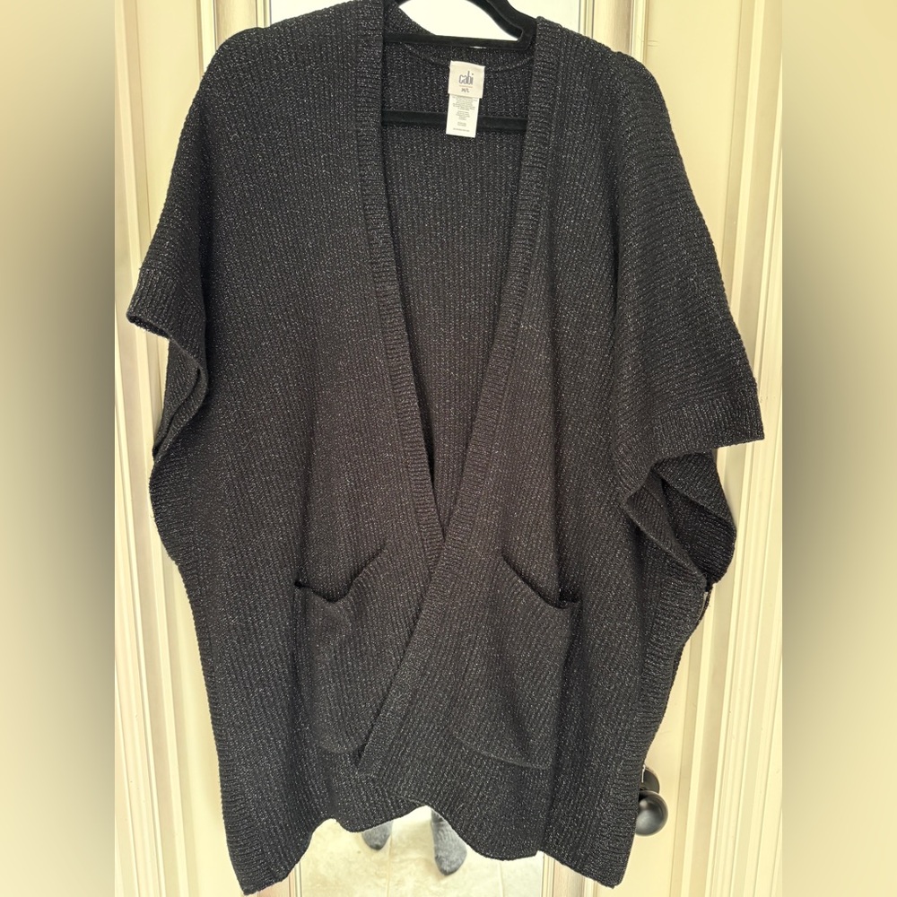CAbi Black and silver Sweater Poncho